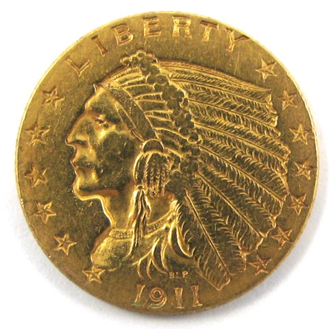 Appraisal: U S TWO AND ONE-HALF DOLLAR GOLD COIN Indian head