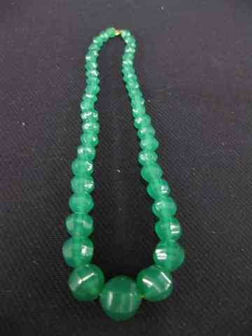 Appraisal: Chrysoprase Beaded Necklace faceted gems '' long k clasp deco