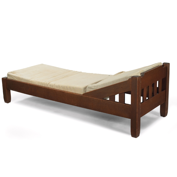 Appraisal: Stickley Brothers daybed slant-back with vertical slats replaced cushions are