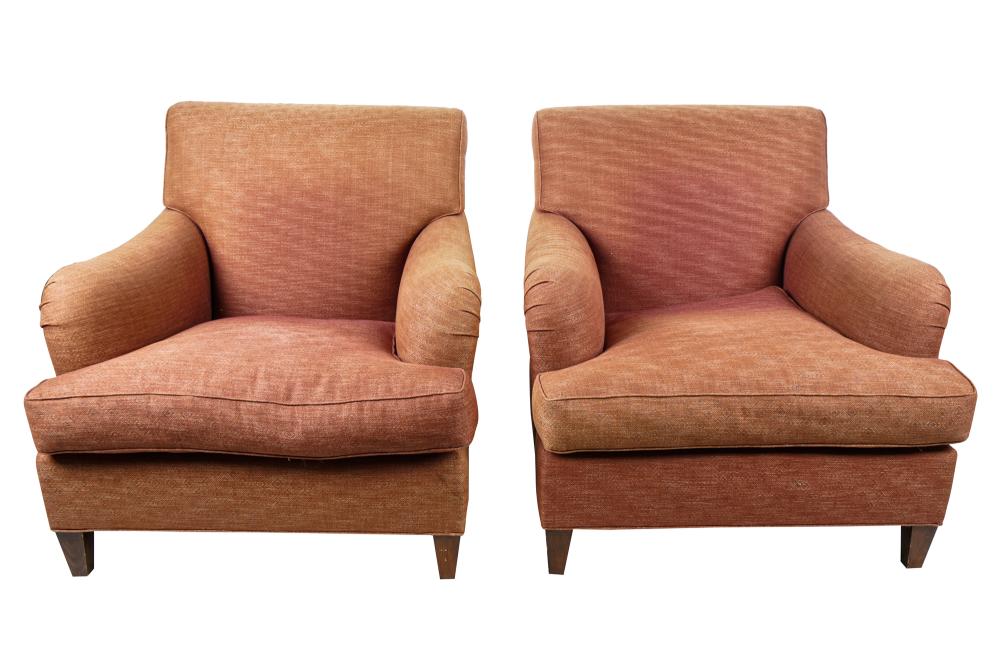 Appraisal: PAIR OF MICHAEL SMITH UPHOLSTERED CLUB CHAIRSProvenance A Michael Smith