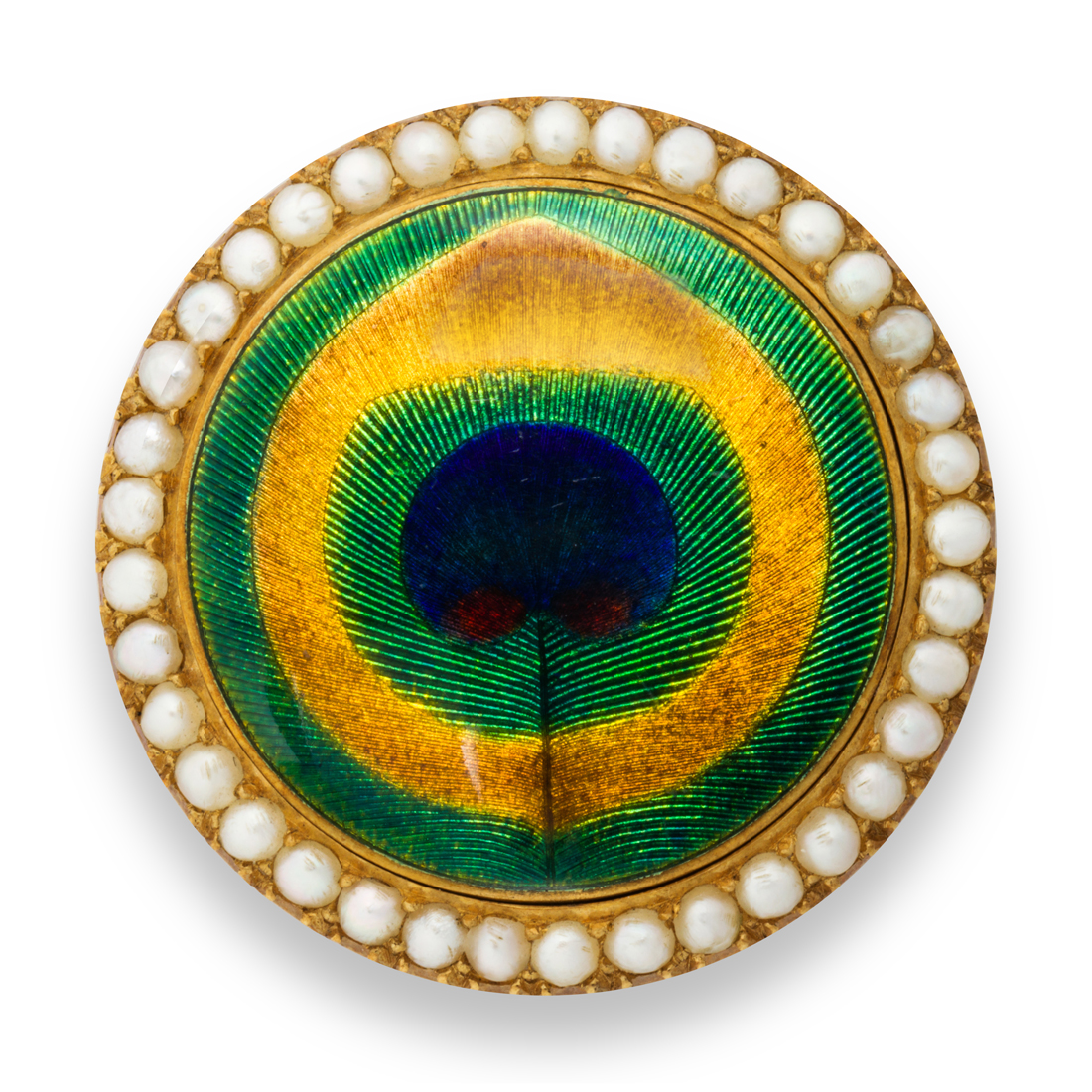 Appraisal: AN ART NOUVEAU ENAMEL SEED PEARL AND EIGHTEEN KARAT GOLD