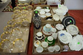 Appraisal: Six box lots of glass and china including gold rim