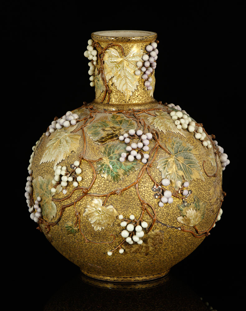 Appraisal: - th C Satsuma Vase Satsuma bottle vase Japan th