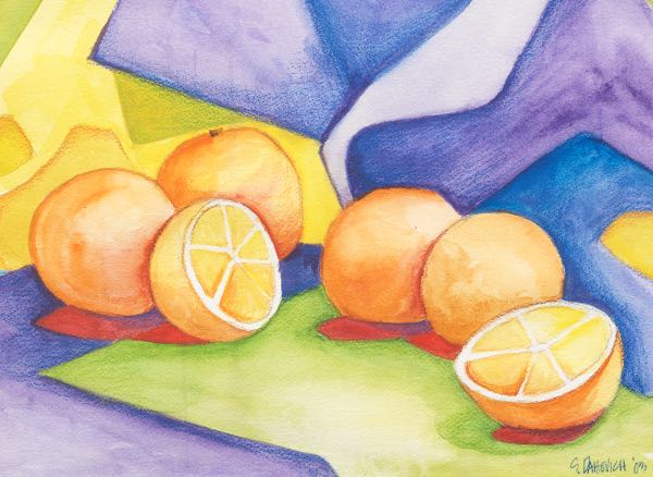 Appraisal: SALLY DABOVICH AMERICAN CONTEMPORARY x Still life with oranges Watercolor