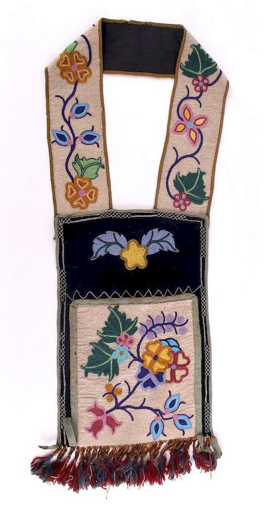 Appraisal: Montana Cree Fully Beaded Bandolier Bag c - The lot