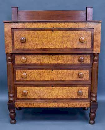 Appraisal: 's Curly Maple and Cherry Sheraton Chest 's Curly Maple