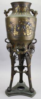 Appraisal: Exceptional Meiji Period Bronze Gold Inlaid Censer Exceptional Meiji Period