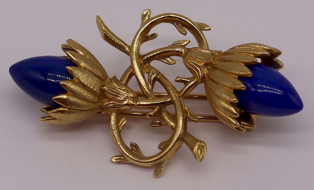 Appraisal: JEWELRY Schlumberger for Tiffany kt Gold and Lapis Brooch Schlumberge