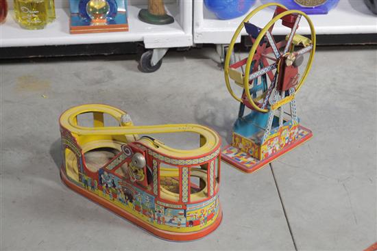 Appraisal: TWO TIN WIND-UP TOYS J Chein Roller Coaster ''h ''w