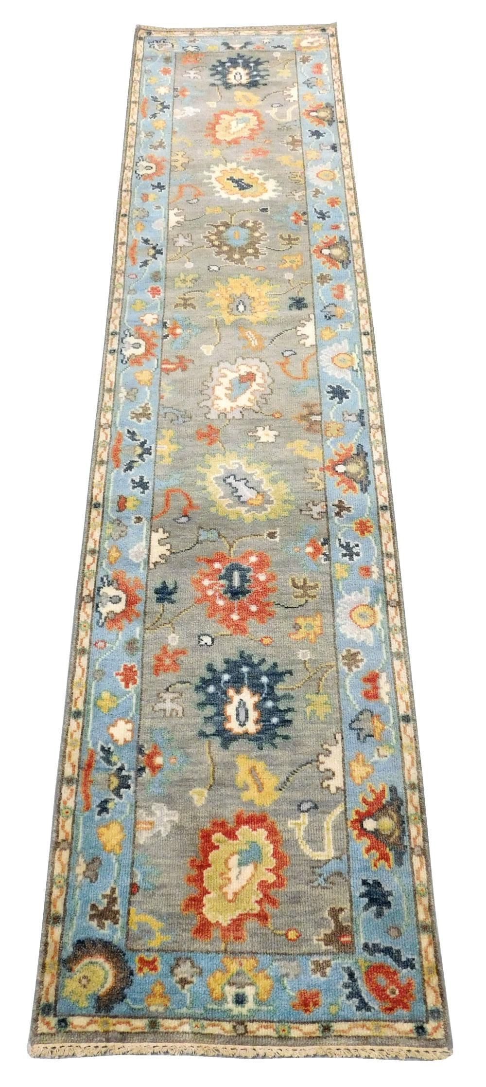 Appraisal: RUG Turkish Oushak runner ' x ' handmade wool wear