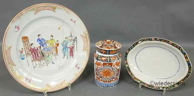 Appraisal: Three pieces of th c Chinese porcelain- polychrome charger ''dia