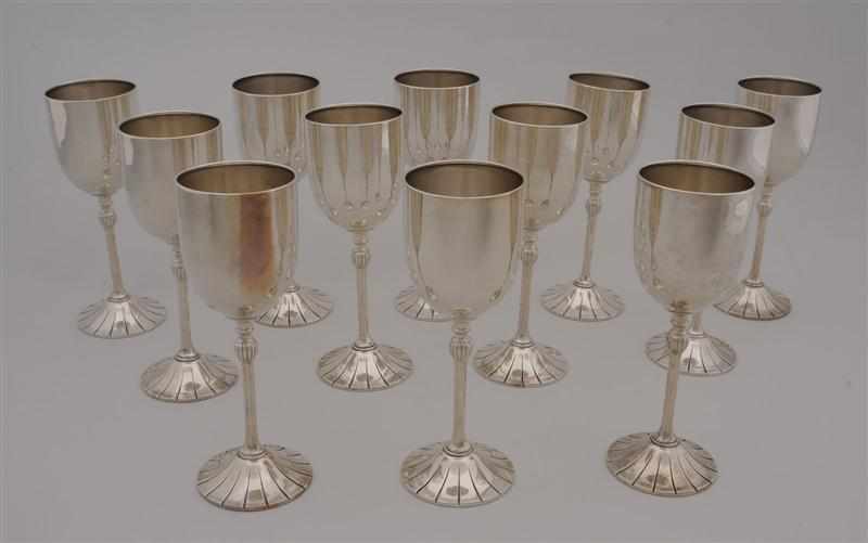 Appraisal: SET OF TWELVE INTERNATIONAL SILVER STEMMED GOBLETS Each bowl on