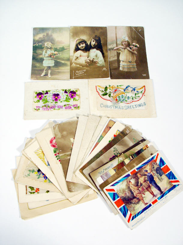 Appraisal: Collection of postcards and greetings cards many silk embroidered another