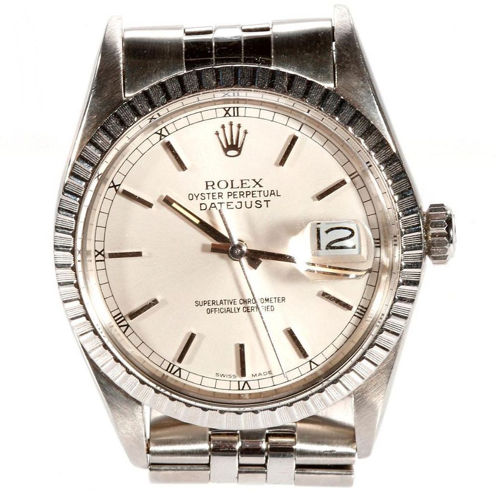 Appraisal: Rolex Oyster Perpetual Datejust Stainless Wristwatch silver dial date o'clock