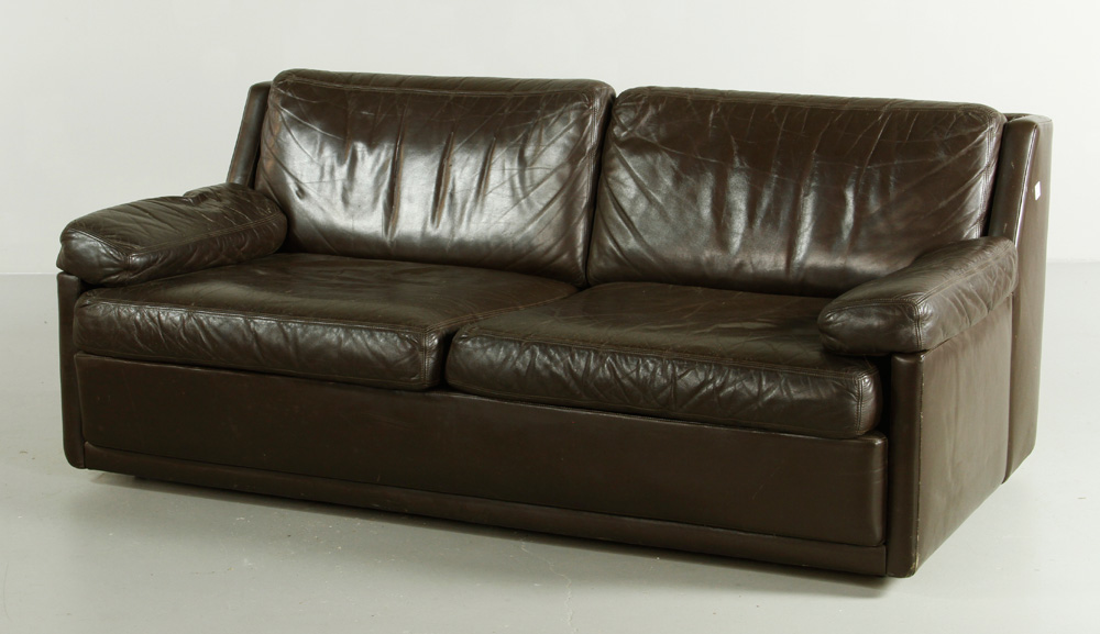 Appraisal: - Leather Loveseat Leather loveseat original upholstery h x w