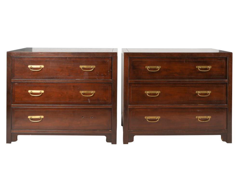 Appraisal: PAIR OF BAKER MAHOGANY CHESTS OF DRAWERSeach with manufacturer's label