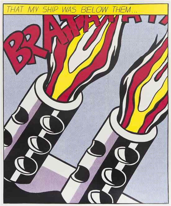 Appraisal: Roy Lichtenstein American - As I Opened Fire Tripych color