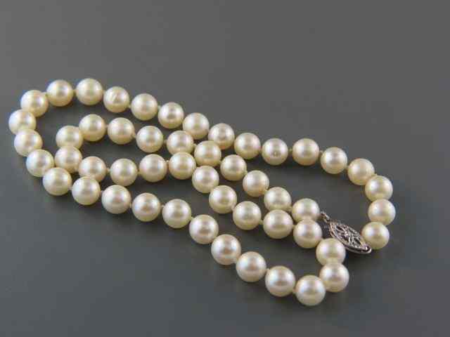 Appraisal: Pearl Necklace Akoyo pearls mm '' long k white gold