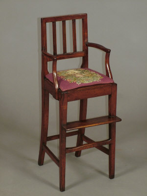 Appraisal: A mahogany child's high chair early th century with reeded