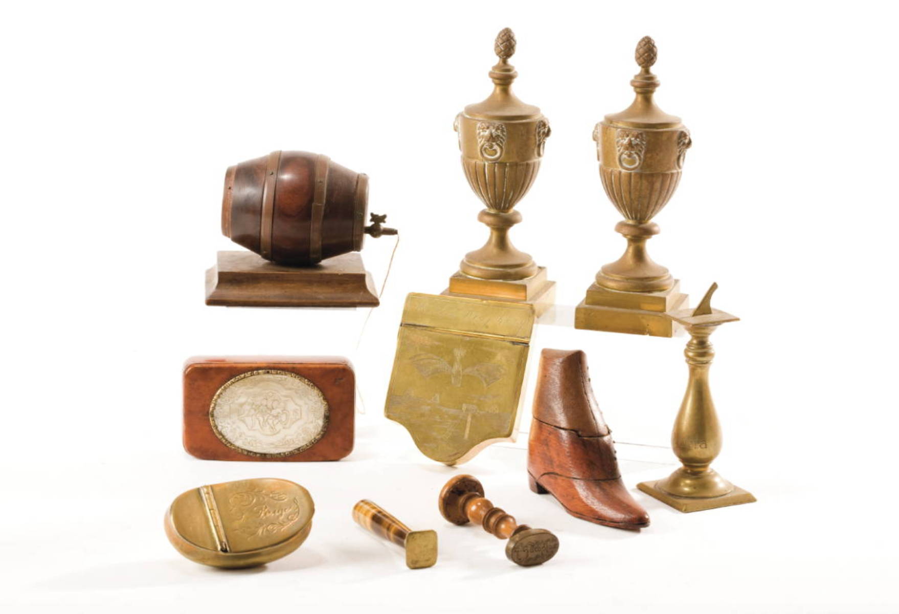 Appraisal: COLLECTION OF SMALL BRASS AND OTHER TABLE OBJECTS INCLUDING A