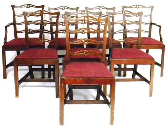 Appraisal: Set of eight Chippendale style dining chairs from Richter Manufacturer