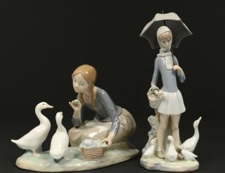 Appraisal: TWO LLADRO PORCELAIN GROUPS Spanish Of a girl carrying an