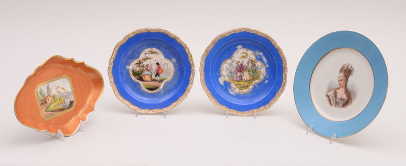 Appraisal: Pair of Meissen Transfer-Printed Plates a S vres Style Transfer-Printed