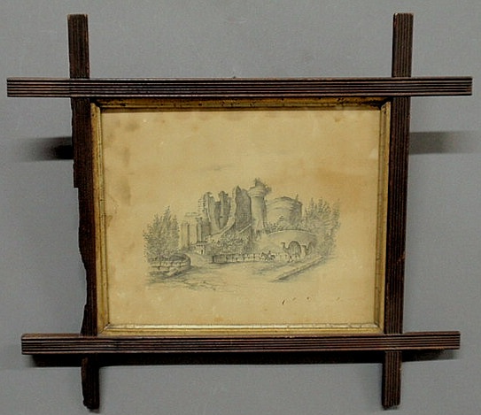 Appraisal: Victorian framed Chester County PA graphite drawing of Middle Eastern