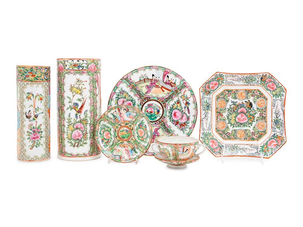 Appraisal: Six Chinese Export Rose Medallion Porcelain Articles Six Chinese Export