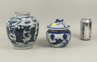 Appraisal: Two Chinese Blue White Porcelain Wares Two Chinese blue and