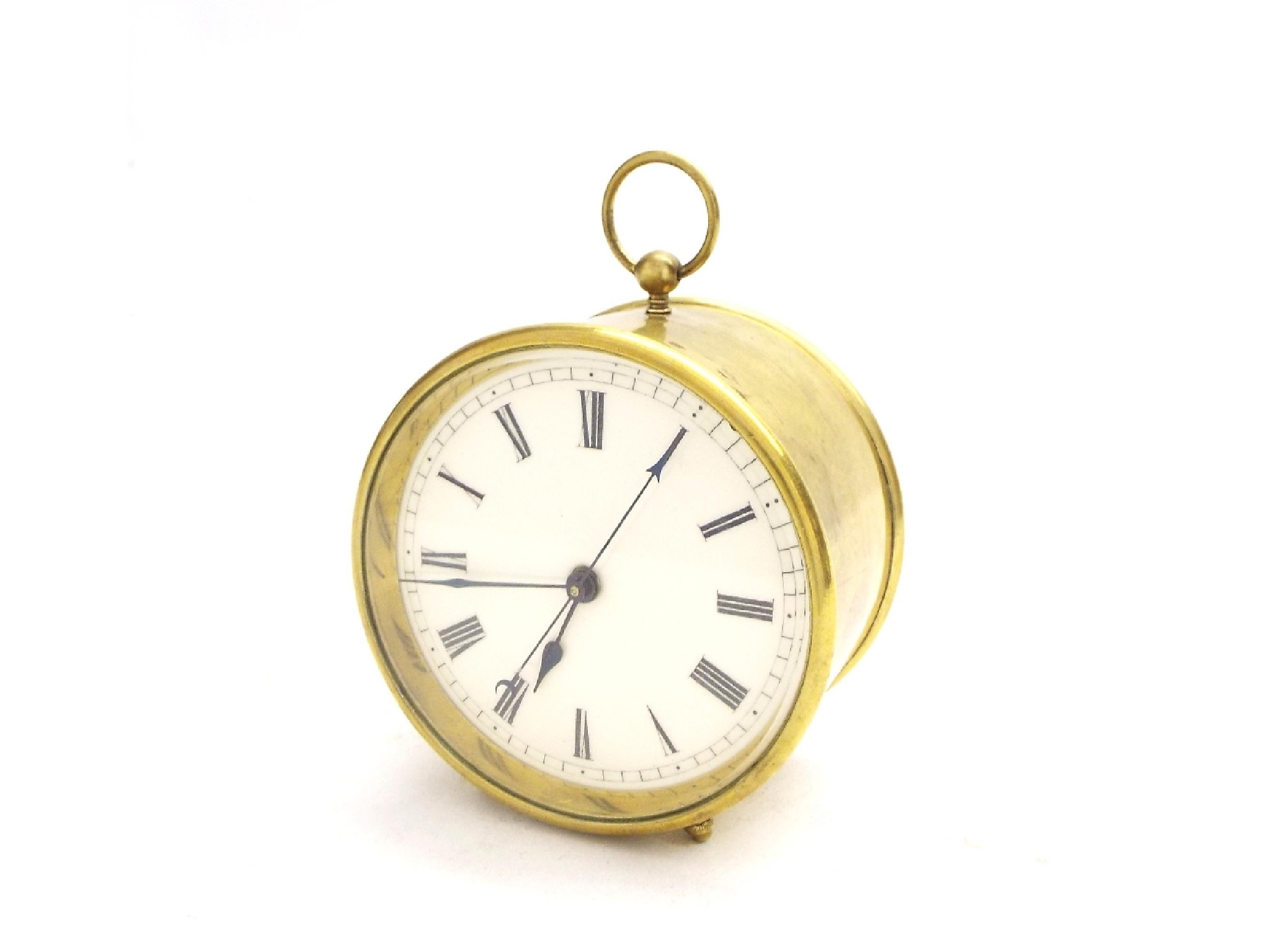 Appraisal: Brass drumhead timepiece the cream dial with centre seconds sweep