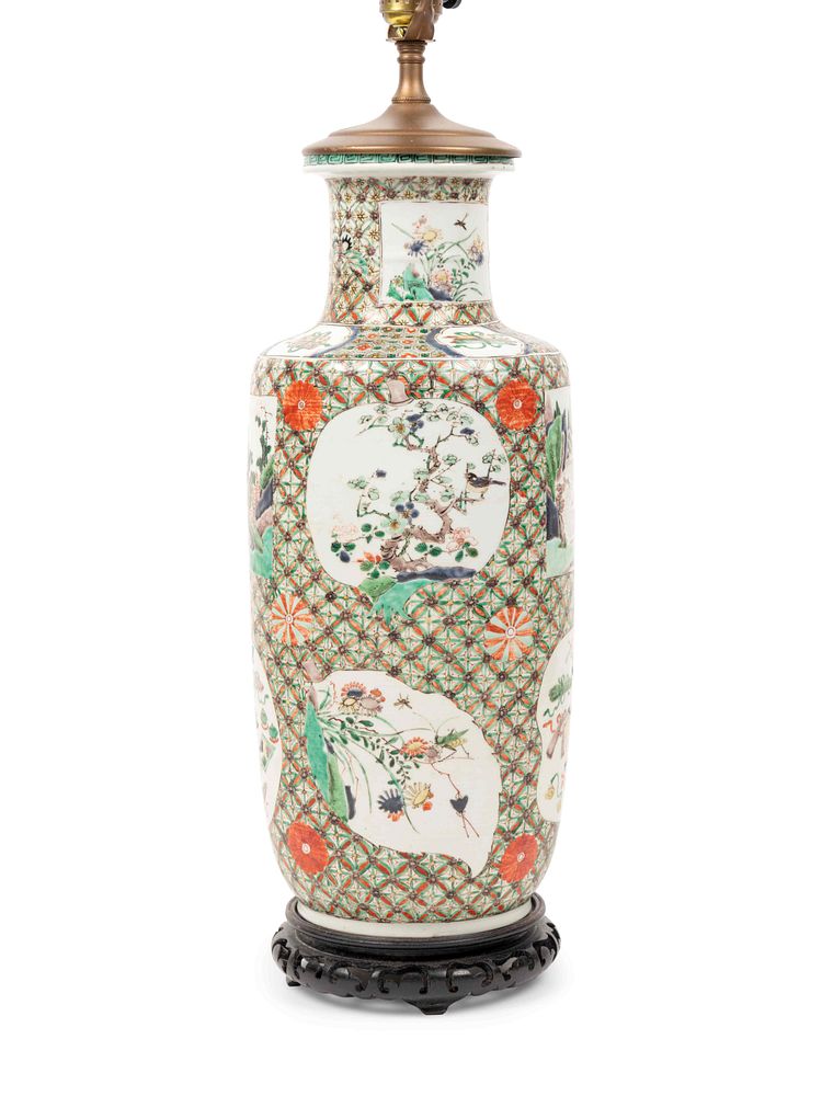 Appraisal: A Chinese Famille Verte Porcelain Rouleau Vase A Chinese Famille