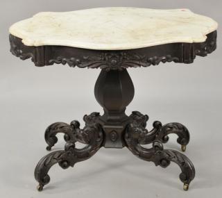 Appraisal: Victorian shaped marble top table on pedestal base ht top