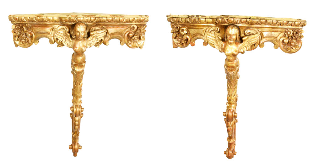 Appraisal: - th C Pr Corner Tables th century pair of