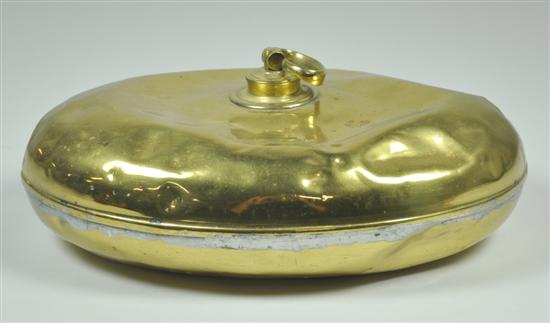 Appraisal: Brass Foot Warmer Mid th Century Oval pan with fill