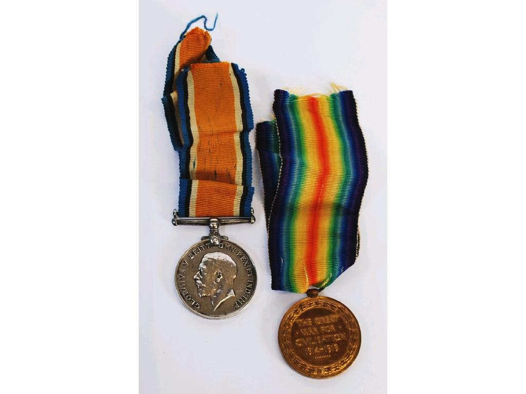 Appraisal: TWO WORLD WAR I SERVICE MEDALS awarded to GNR G