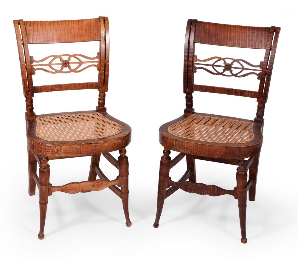 Appraisal: PAIR OF SHERATON SIDE CHAIRS NEW ENGLAND CIRCA BACK HEIGHTS