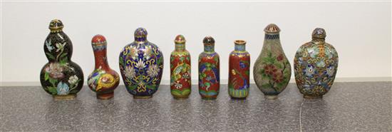 Appraisal: Sale Lot Eight Cloisonne Snuff Bottles the first of flattened