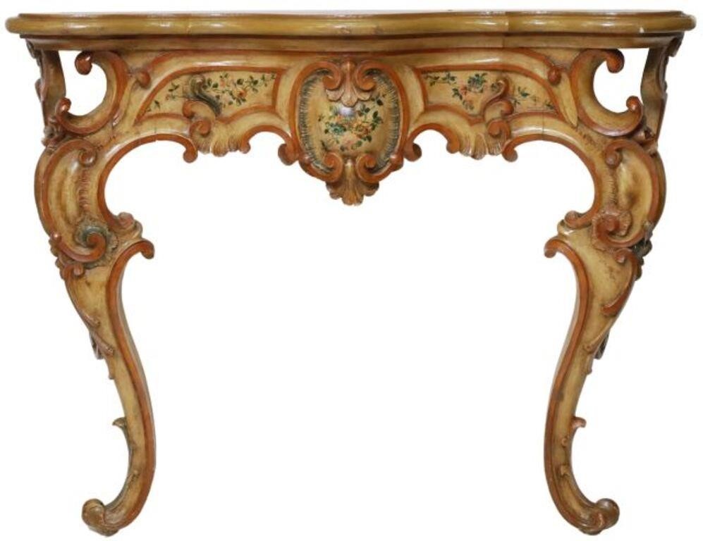 Appraisal: Venetian Louis XV style wall-mounted console table th c paint-decorated