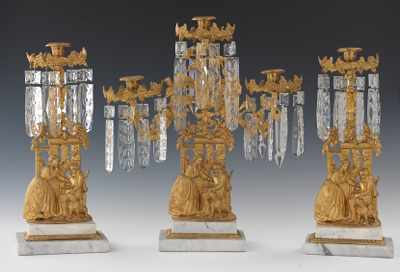 Appraisal: A Victorian Three Piece Girandole Set with Prisms The center