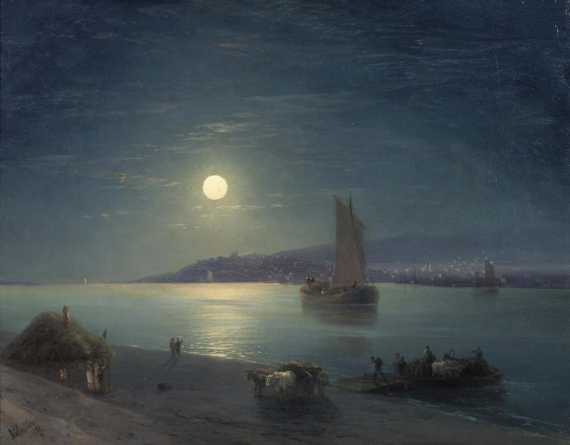 Appraisal: AIVAZOVSKY IVAN KONSTANTINOVICH Feodosija Moonlight over the Dnepr Oil on