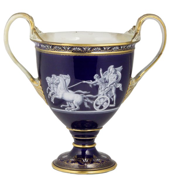 Appraisal: A Meissen twin-handled 'Limoges Enamel' urn circa decorated with mythological