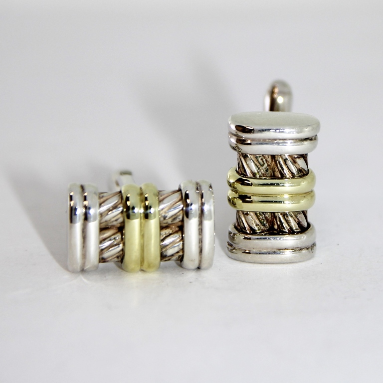 Appraisal: DAVID YURMAN K GOLD S S CABLE CUFFLINKS United States