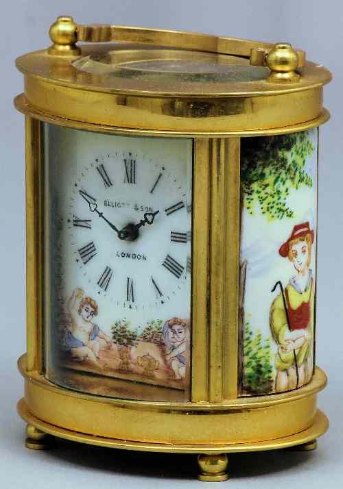 Appraisal: A modern French oval miniature carriage timepiece retailed by Elliott