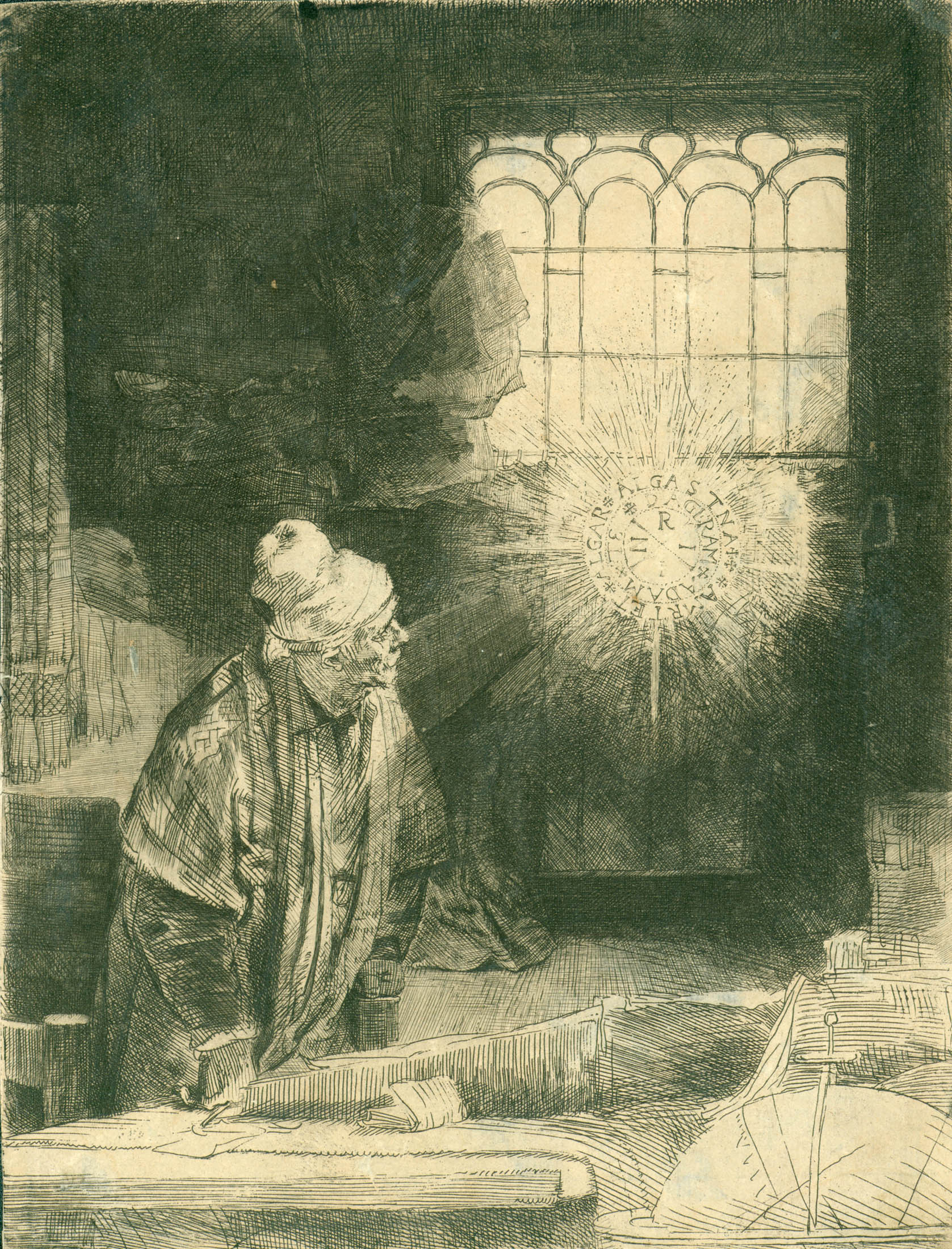 Appraisal: REMBRANDT VAN RIJN DUTCH - FAUST IN HIS STUDY Etching