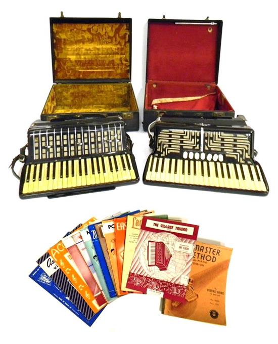 Appraisal: MUSICAL INSTRUMENTS Two mid- th C accordions in protective cases