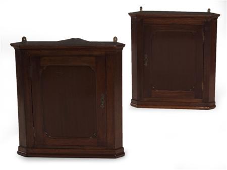 Appraisal: A pair of George III style mahogany corner cupboards each