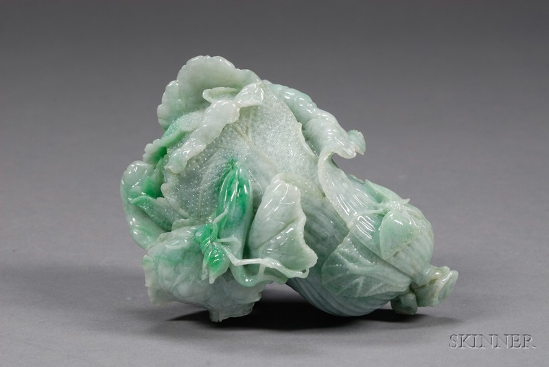 Appraisal: Jade Carving stone of a pale green color with areas