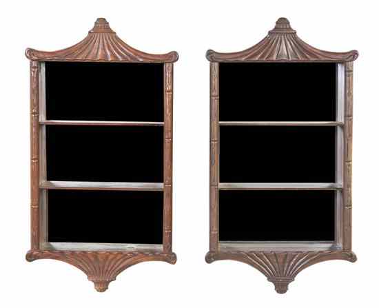 Appraisal: A Pair of Chinese Chippendale Style Hanging Cabinets each with