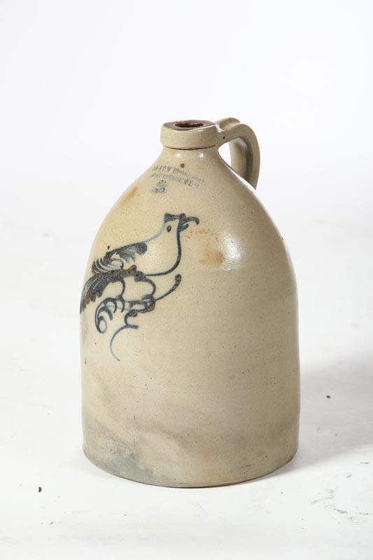 Appraisal: STONEWARE JUG Impressed label JA CW Underwood Fort Edward NY